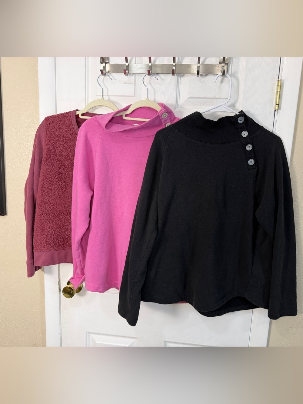 Sweaters bundle fleece black, pink, and grey, brands JJill, J.Crew, Marmot Large